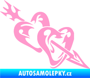 Samolepka Srdíčka 001 pravá se šípem světle růžová