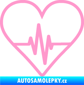 Samolepka Srdíčko 017 ekg křivka světle růžová