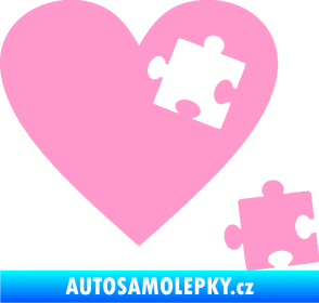 Samolepka Srdíčko 022 pravá vypadlý puzzlík světle růžová