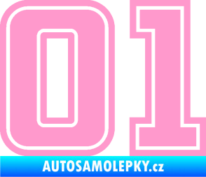 Samolepka Startovní číslo 01 typ 5 světle růžová