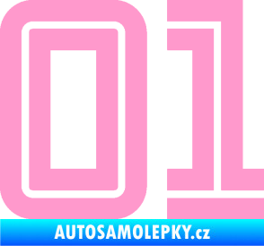 Samolepka Startovní číslo 01 typ 7 světle růžová
