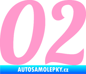 Samolepka Startovní číslo 02 typ 3 světle růžová