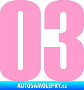 Samolepka Startovní číslo 03 typ 2   světle růžová