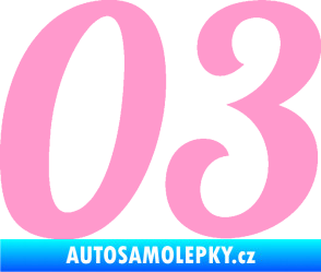 Samolepka Startovní číslo 03 typ 3 světle růžová