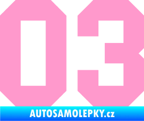 Samolepka Startovní číslo 03 světle růžová