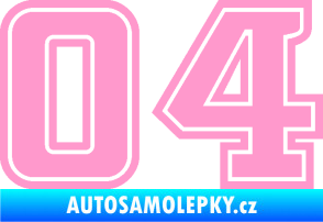 Samolepka Startovní číslo 04 typ 5 světle růžová