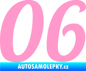 Samolepka Startovní číslo 06 typ 3 světle růžová