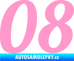 Samolepka Startovní číslo 08 typ 3 světle růžová