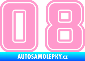 Samolepka Startovní číslo 08 typ 5 světle růžová