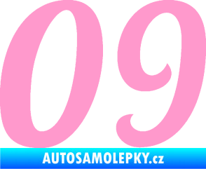 Samolepka Startovní číslo 09 typ 3  světle růžová