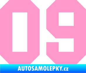 Samolepka Startovní číslo 09 světle růžová