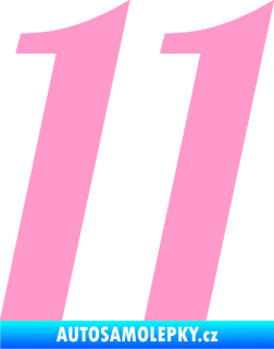 Samolepka Startovní číslo 11 typ 3   světle růžová