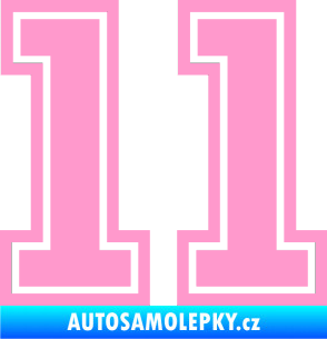 Samolepka Startovní číslo 11 typ 5 světle růžová