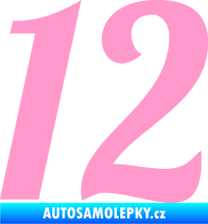 Samolepka Startovní číslo 12 typ 3    světle růžová