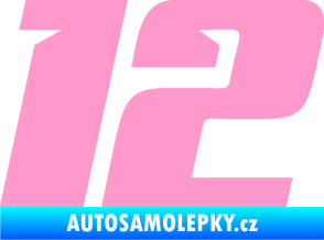 Samolepka Startovní číslo 12 typ 6 světle růžová