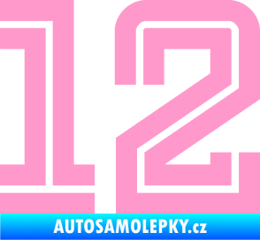 Samolepka Startovní číslo 12 typ 7 světle růžová