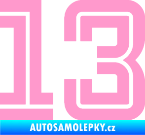 Samolepka Startovní číslo 13 typ 7 světle růžová