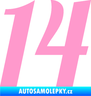 Samolepka Startovní číslo 14 typ 3      světle růžová