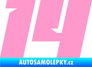 Samolepka Startovní číslo 14 typ 6 světle růžová