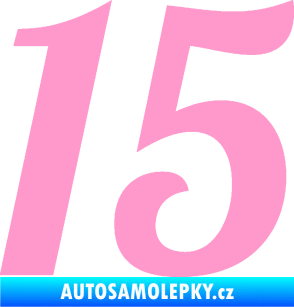 Samolepka Startovní číslo 15 typ 3      světle růžová