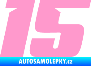 Samolepka Startovní číslo 15 typ 6 světle růžová