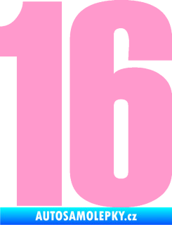 Samolepka Startovní číslo 16 typ 2   světle růžová
