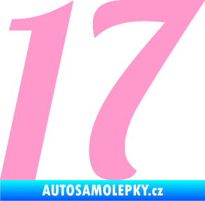 Samolepka Startovní číslo 17 typ 3        světle růžová