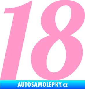 Samolepka Startovní číslo 18 typ 3         světle růžová