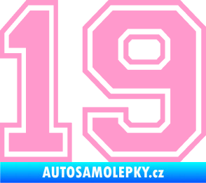 Samolepka Startovní číslo 19 typ 4 světle růžová