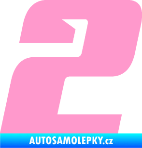 Samolepka Startovní číslo 2 typ 6 světle růžová