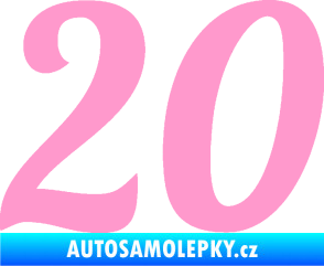 Samolepka Startovní číslo 20 typ 3           světle růžová