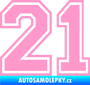 Samolepka Startovní číslo 21 typ 4 světle růžová