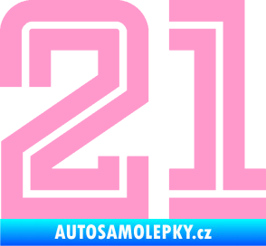 Samolepka Startovní číslo 21 typ 7 světle růžová