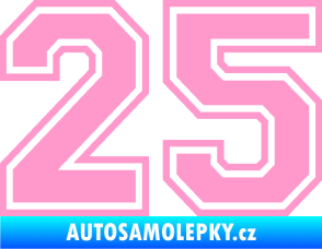 Samolepka Startovní číslo 25 typ 4 světle růžová
