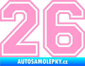 Samolepka Startovní číslo 26 typ 4 světle růžová