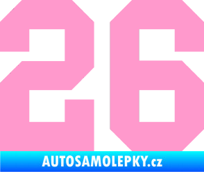 Samolepka Startovní číslo 26 světle růžová