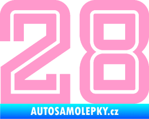 Samolepka Startovní číslo 28 typ 7 světle růžová