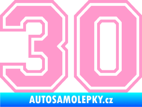 Samolepka Startovní číslo 30 typ 4 světle růžová