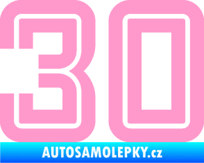 Samolepka Startovní číslo 30 typ 7 světle růžová