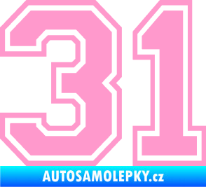 Samolepka Startovní číslo 31 typ 4 světle růžová