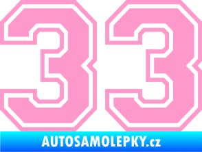 Samolepka Startovní číslo 33 typ 4 světle růžová