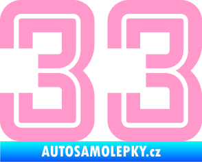 Samolepka Startovní číslo 33 typ 7 světle růžová