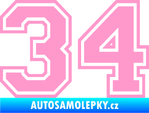 Samolepka Startovní číslo 34 typ 4 světle růžová