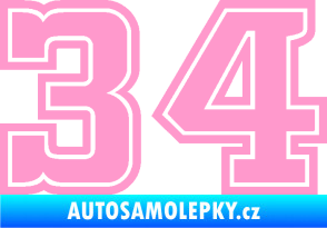 Samolepka Startovní číslo 34 typ 5 světle růžová