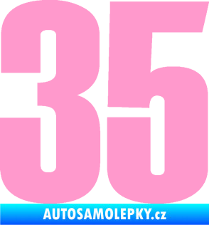Samolepka Startovní číslo 35 typ 2  světle růžová