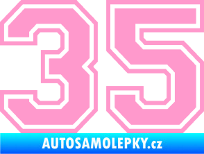 Samolepka Startovní číslo 35 typ 4 světle růžová