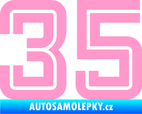 Samolepka Startovní číslo 35 typ 7 světle růžová