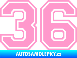 Samolepka Startovní číslo 36 typ 4 světle růžová