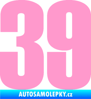 Samolepka Startovní číslo 39 typ 2      světle růžová