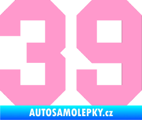 Samolepka Startovní číslo 39 světle růžová